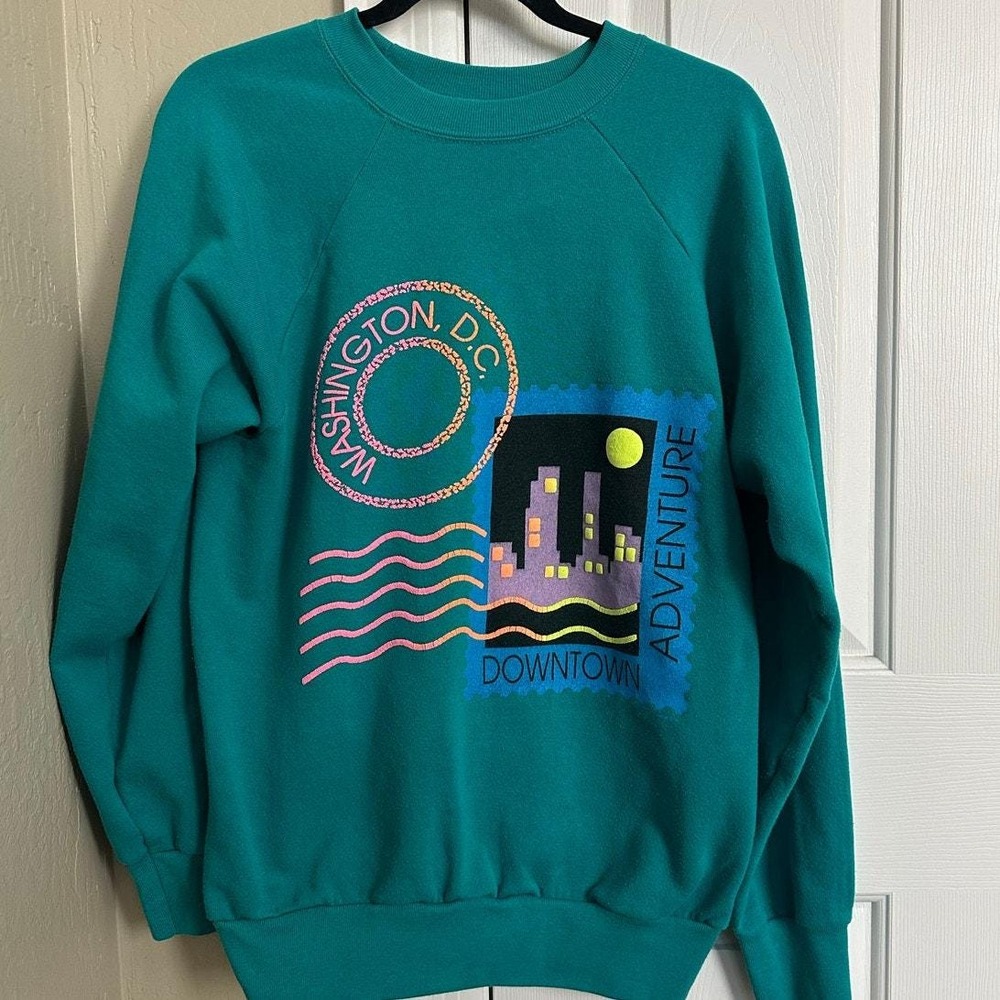 Vintage‎ 80s Signal Mega Fleece Washington DC Sweatshirt - Made in USA - Men L